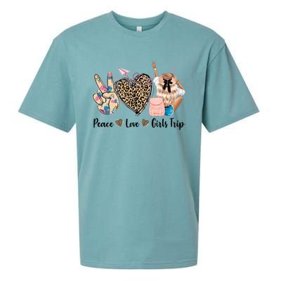 Leopard Print Peace Love Trip Vacation Mode Weekend Gift Sueded Cloud Jersey T-Shirt