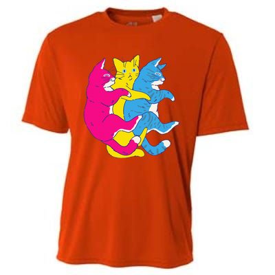 LGBTQ Pansexual Pride Flag Cats Pile Pansexual Cooling Performance Crew T-Shirt