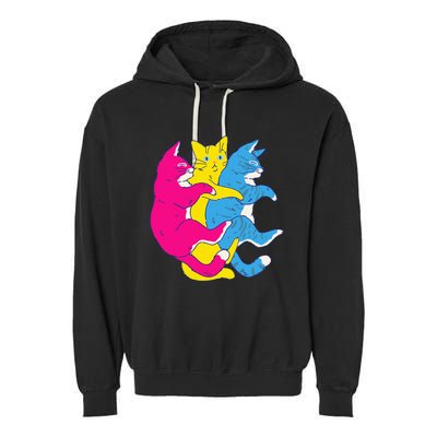 LGBTQ Pansexual Pride Flag Cats Pile Pansexual Garment-Dyed Fleece Hoodie