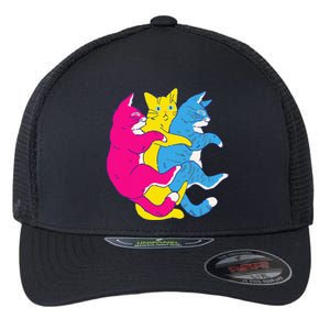 LGBTQ Pansexual Pride Flag Cats Pile Pansexual Flexfit Unipanel Trucker Cap