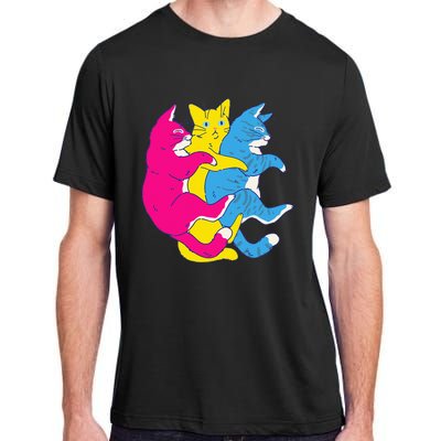 LGBTQ Pansexual Pride Flag Cats Pile Pansexual Adult ChromaSoft Performance T-Shirt