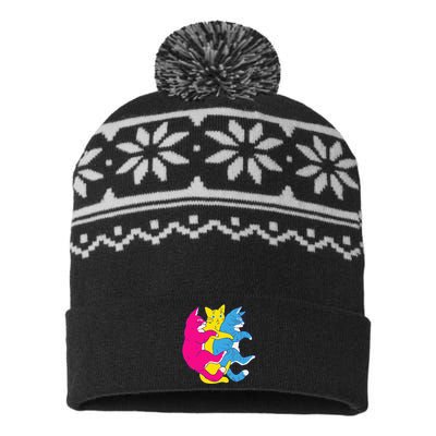 LGBTQ Pansexual Pride Flag Cats Pile Pansexual USA-Made Snowflake Beanie