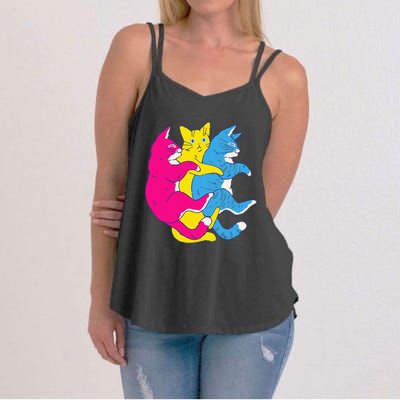 LGBTQ Pansexual Pride Flag Cats Pile Pansexual Women's Strappy Tank