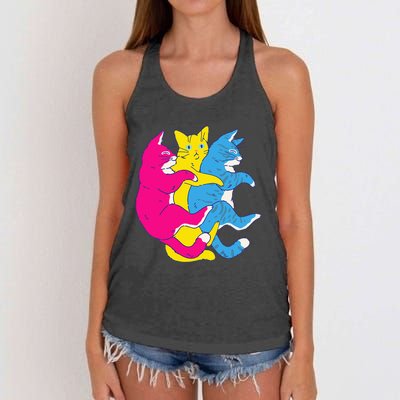 LGBTQ Pansexual Pride Flag Cats Pile Pansexual Women's Knotted Racerback Tank