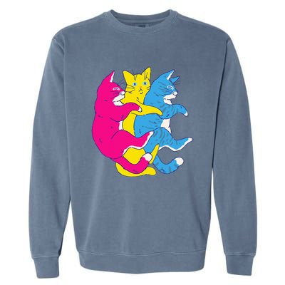 LGBTQ Pansexual Pride Flag Cats Pile Pansexual Garment-Dyed Sweatshirt