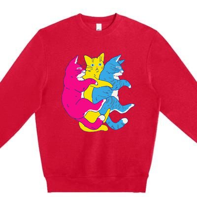 LGBTQ Pansexual Pride Flag Cats Pile Pansexual Premium Crewneck Sweatshirt