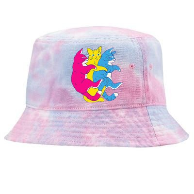 LGBTQ Pansexual Pride Flag Cats Pile Pansexual Tie-Dyed Bucket Hat