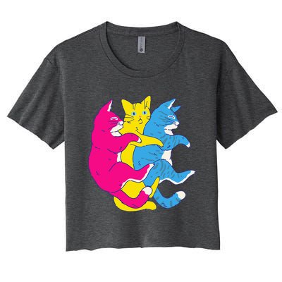 LGBTQ Pansexual Pride Flag Cats Pile Pansexual Women's Crop Top Tee