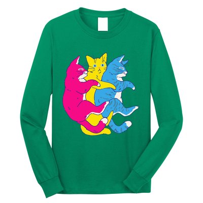 LGBTQ Pansexual Pride Flag Cats Pile Pansexual Long Sleeve Shirt