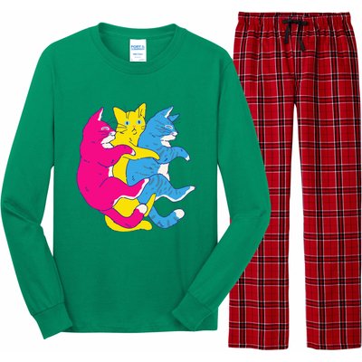 LGBTQ Pansexual Pride Flag Cats Pile Pansexual Long Sleeve Pajama Set