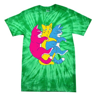 LGBTQ Pansexual Pride Flag Cats Pile Pansexual Tie-Dye T-Shirt