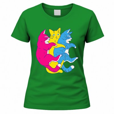 LGBTQ Pansexual Pride Flag Cats Pile Pansexual Women's T-Shirt