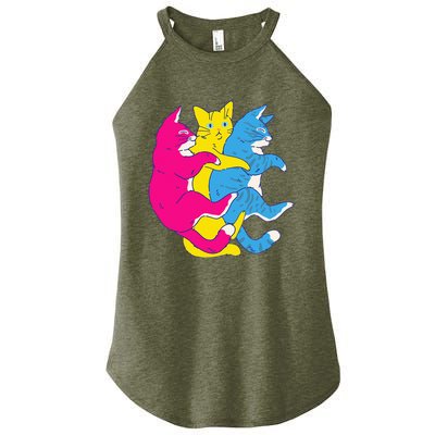 LGBTQ Pansexual Pride Flag Cats Pile Pansexual Women’s Perfect Tri Rocker Tank