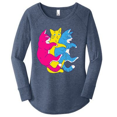 LGBTQ Pansexual Pride Flag Cats Pile Pansexual Women's Perfect Tri Tunic Long Sleeve Shirt