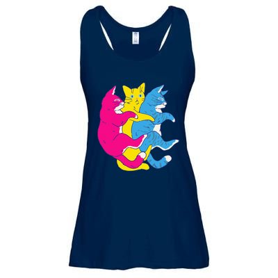 LGBTQ Pansexual Pride Flag Cats Pile Pansexual Ladies Essential Flowy Tank