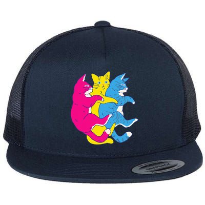 LGBTQ Pansexual Pride Flag Cats Pile Pansexual Flat Bill Trucker Hat