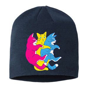 LGBTQ Pansexual Pride Flag Cats Pile Pansexual Sustainable Beanie