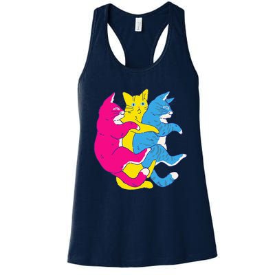 LGBTQ Pansexual Pride Flag Cats Pile Pansexual Women's Racerback Tank