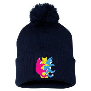 LGBTQ Pansexual Pride Flag Cats Pile Pansexual Pom Pom 12in Knit Beanie