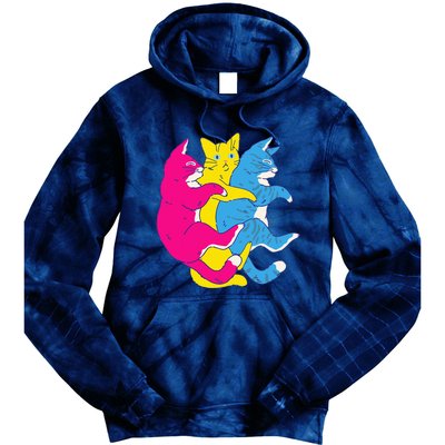 LGBTQ Pansexual Pride Flag Cats Pile Pansexual Tie Dye Hoodie