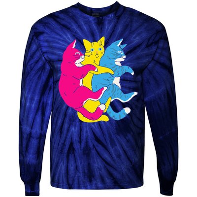 LGBTQ Pansexual Pride Flag Cats Pile Pansexual Tie-Dye Long Sleeve Shirt