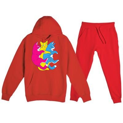 LGBTQ Pansexual Pride Flag Cats Pile Pansexual Premium Hooded Sweatsuit Set