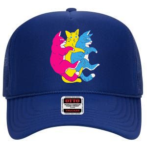 LGBTQ Pansexual Pride Flag Cats Pile Pansexual High Crown Mesh Back Trucker Hat