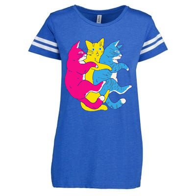 LGBTQ Pansexual Pride Flag Cats Pile Pansexual Enza Ladies Jersey Football T-Shirt