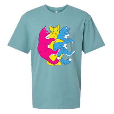 LGBTQ Pansexual Pride Flag Cats Pile Pansexual Sueded Cloud Jersey T-Shirt