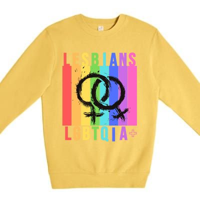 Lesbian Pride Peace Lesbians Rainbow Wives Moms Love Cute Gift Premium Crewneck Sweatshirt