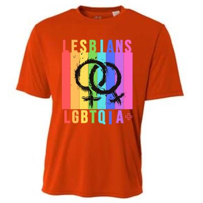 Lesbian Pride Peace Lesbians Rainbow Wives Moms Love Cute Gift Cooling Performance Crew T-Shirt