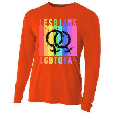 Lesbian Pride Peace Lesbians Rainbow Wives Moms Love Cute Gift Cooling Performance Long Sleeve Crew