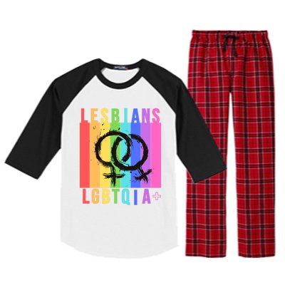 Lesbian Pride Peace Lesbians Rainbow Wives Moms Love Cute Gift Raglan Sleeve Pajama Set