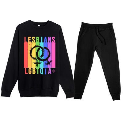 Lesbian Pride Peace Lesbians Rainbow Wives Moms Love Cute Gift Premium Crewneck Sweatsuit Set