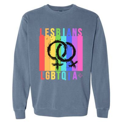 Lesbian Pride Peace Lesbians Rainbow Wives Moms Love Cute Gift Garment-Dyed Sweatshirt