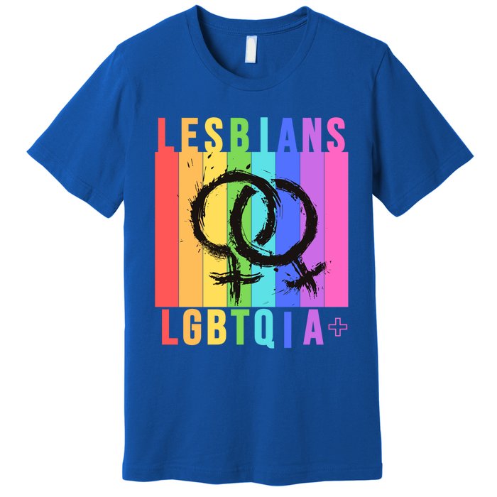 Lesbian Pride Peace Lesbians Rainbow Wives Moms Love Cute Gift Premium T-Shirt