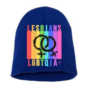 Lesbian Pride Peace Lesbians Rainbow Wives Moms Love Cute Gift Short Acrylic Beanie