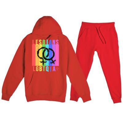 Lesbian Pride Peace Lesbians Rainbow Wives Moms Love Cute Gift Premium Hooded Sweatsuit Set