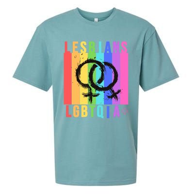 Lesbian Pride Peace Lesbians Rainbow Wives Moms Love Cute Gift Sueded Cloud Jersey T-Shirt