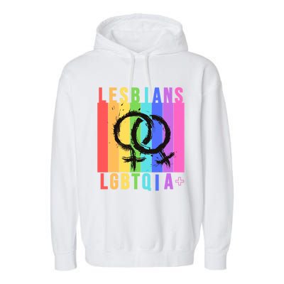 Lesbian Pride Peace Lesbians Rainbow Wives Moms Love Cute Gift Garment-Dyed Fleece Hoodie