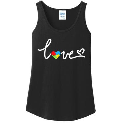 LOVE Puzzle Pieces Heart Autism Awareness Gifts Ladies Essential Tank