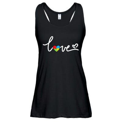 LOVE Puzzle Pieces Heart Autism Awareness Gifts Ladies Essential Flowy Tank