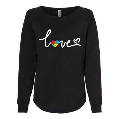 LOVE Puzzle Pieces Heart Autism Awareness Gifts Womens California Wash Sweatshirt