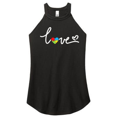 LOVE Puzzle Pieces Heart Autism Awareness Gifts Women's Perfect Tri Rocker Tank