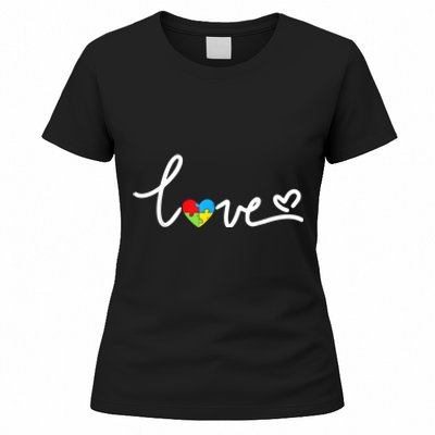 LOVE Puzzle Pieces Heart Autism Awareness Gifts Women's T-Shirt