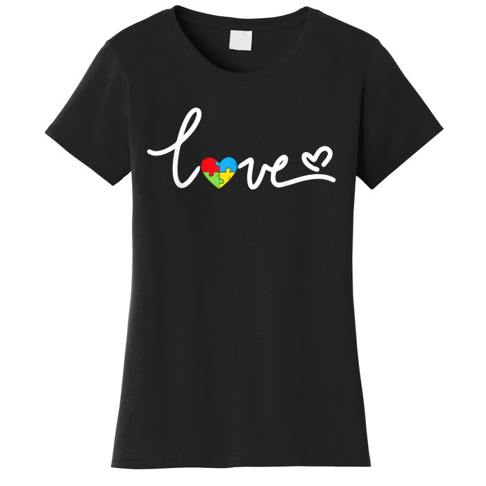 LOVE Puzzle Pieces Heart Autism Awareness Gifts Women's T-Shirt