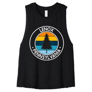 Lenox Pennsylvania Pa Usa City Pride Retro Sunset Women's Racerback Cropped Tank