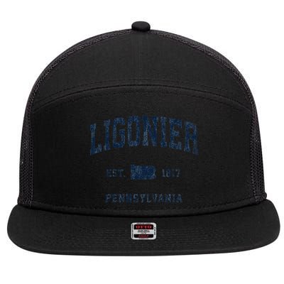 Ligonier Pennsylvania Pa Vintage Athletic Sports 7 Panel Mesh Trucker Snapback Hat