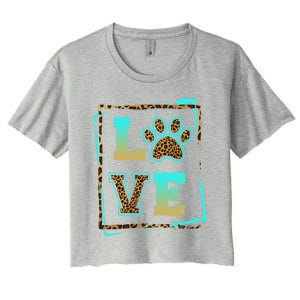 Love Paw Pet Owner Dog Mom Fur Mama Leopard Print Gift Women's Crop Top Tee