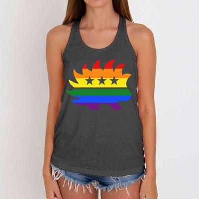 Libertarian Party Porcupine Rainbow Women's Knotted Racerback Tank